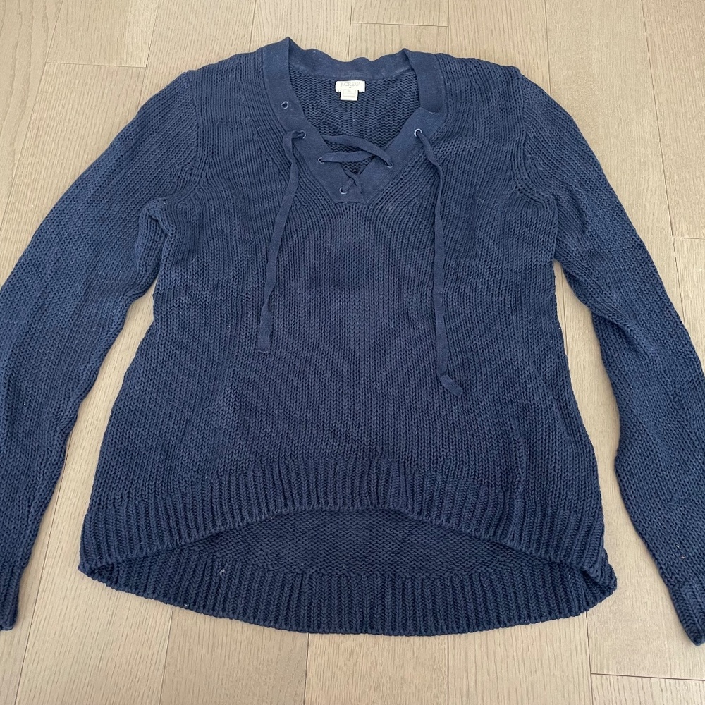J Crew Knit Navy Blue Sweater Size Medium